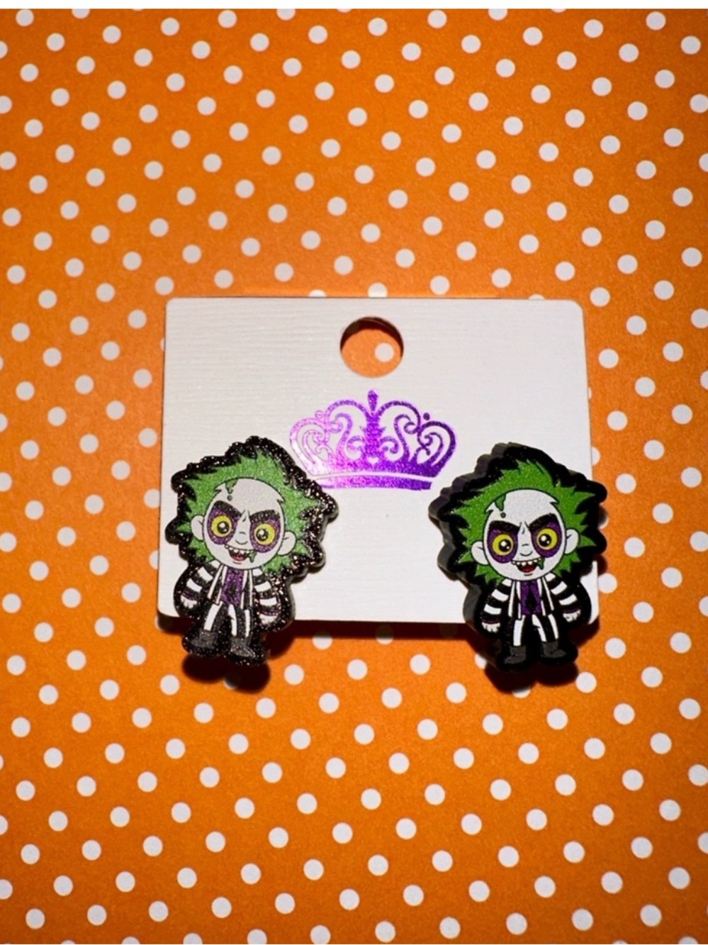 Beetlejuice-Inspired Character Halloween Stud Earrings